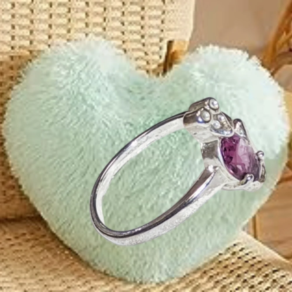 Handcrafted Sterling Silver Mousy Ring w/Amethyst